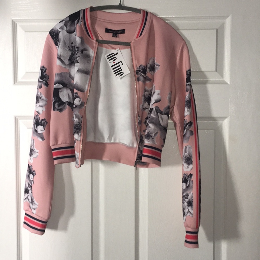 Pink Flower bomber jacket by DeFine size L